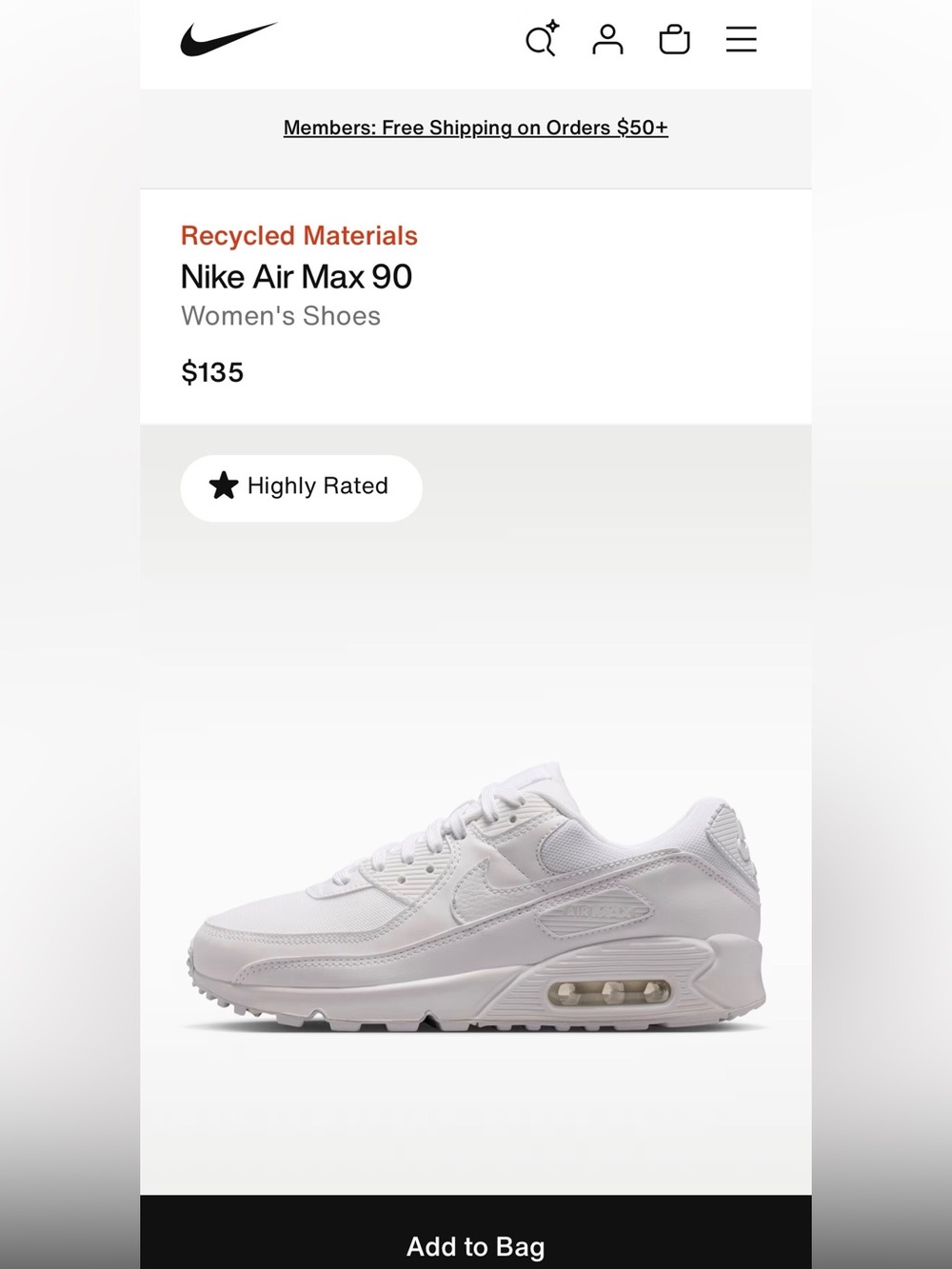 Nike Air Max 90 Women's Sneakers — White